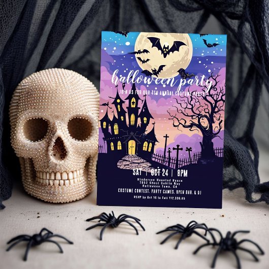 Uitnodiging Halloweenfeest Spokenhuis Volle Maan