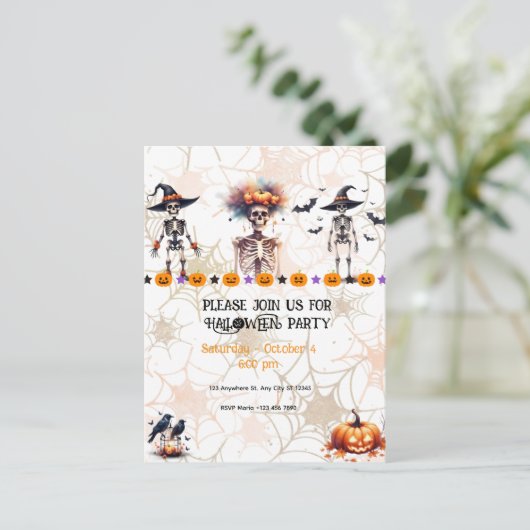 Uitnodiging Halloweenfeest – Spooktacular Feest (Staand voorkant)