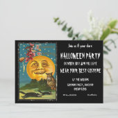 Uitnodiging Halloweenfeest Vintage Heks (Staand voorkant)