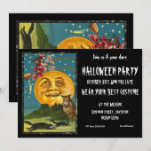 Uitnodiging Halloweenfeest Vintage Heks (Voorkant / Achterkant)