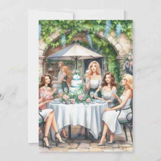 Uitnodiging Happy Birthday Lunch Chic Dames (Achterkant)