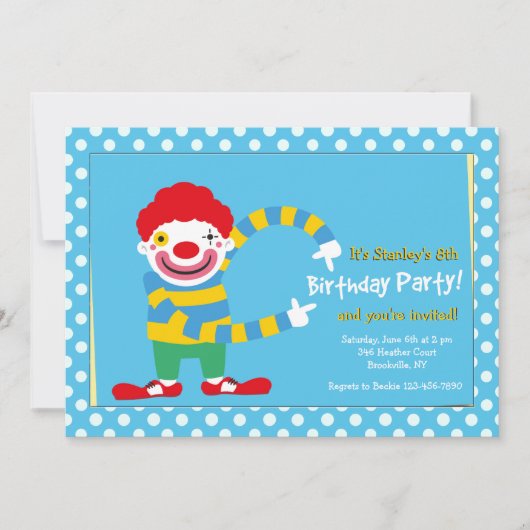 Uitnodiging Happy Clown Two (Voorkant)
