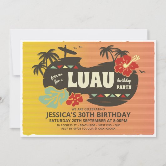 Uitnodiging Hawaii Luau (Voorkant)