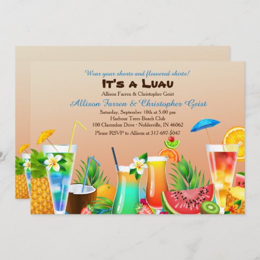 Uitnodiging Hawaiian Luau (Voorkant / Achterkant)