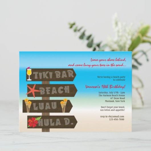Uitnodiging Hawaiian Party (Staand voorkant)