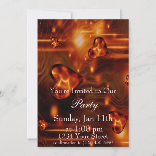 Uitnodiging Heart Flame-feest vol (Voorkant)