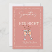 Uitnodiging Hen Night – Aanpasbare Roze Roos Bri (Voorkant)