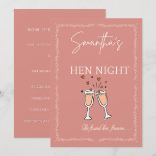 Uitnodiging Hen Night – Aanpasbare Roze Roos Bri