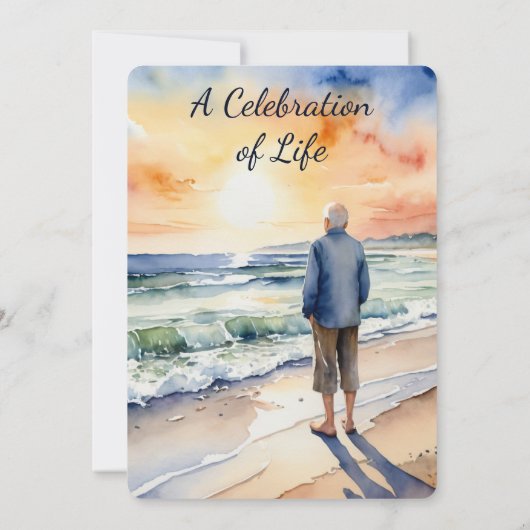 Uitnodiging Herdenkingsdienst Aquarel Strandparadi (Achterkant)