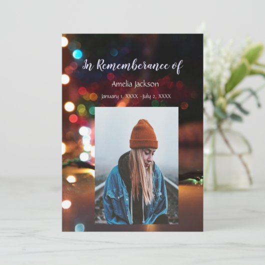 Uitnodiging Herdenkingsdienst Kerstverlichting (Staand voorkant)