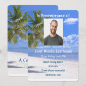 Uitnodiging Herdenkingsdienst Tropisch Strandparad (Voorkant / Achterkant)