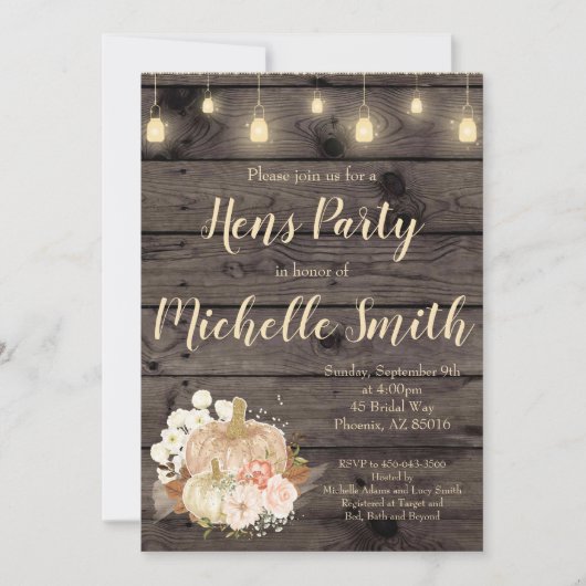 Uitnodiging Herfst Floral Hens (Voorkant)