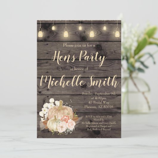 Uitnodiging Herfst Floral Hens (Staand voorkant)