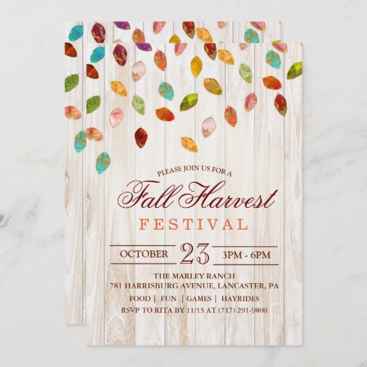Uitnodiging herfst herfst Harvest Festival (Voorkant / Achterkant)