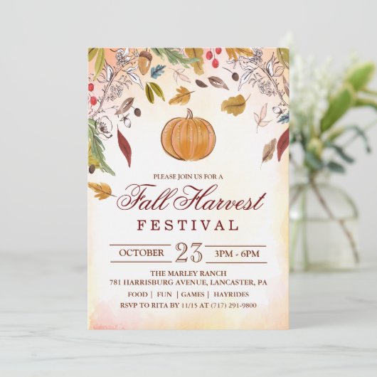 Uitnodiging herfst herfst Harvest Festival (Staand voorkant)