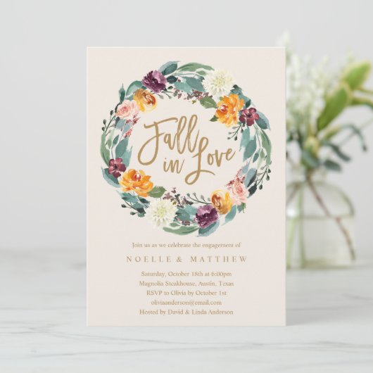 Uitnodiging herfst in Love Engagement Party (Staand voorkant)