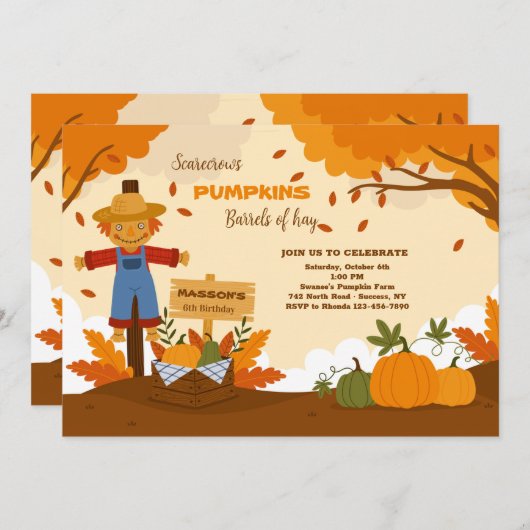 Uitnodiging herfst pompoenveldje (Voorkant / Achterkant)