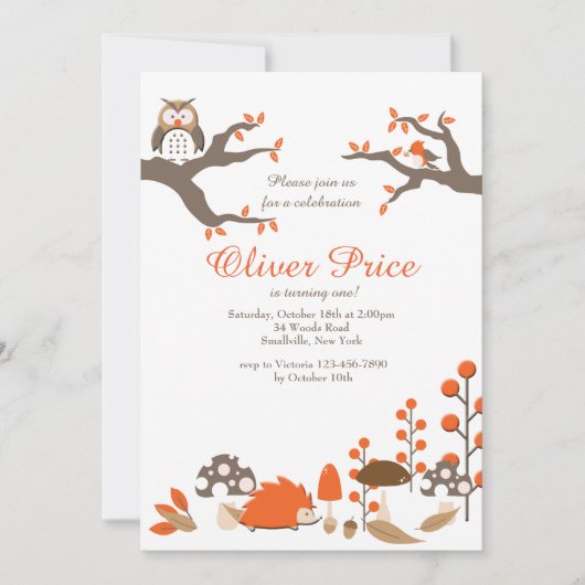 Uitnodiging herfstdieren (Voorkant)