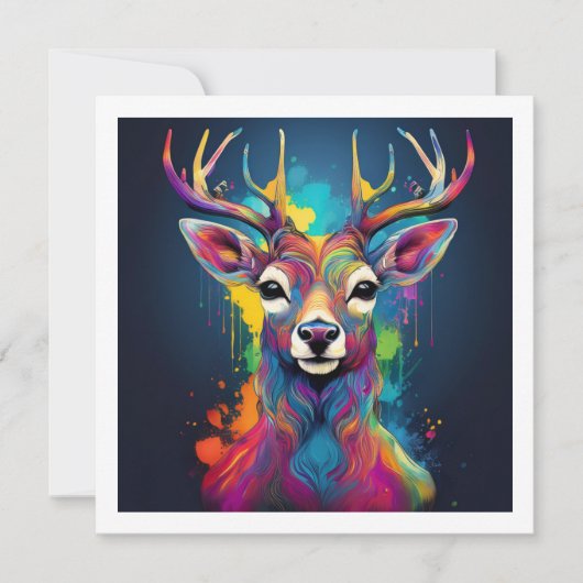 Uitnodiging - Het kleurrijke hert (Voorkant)