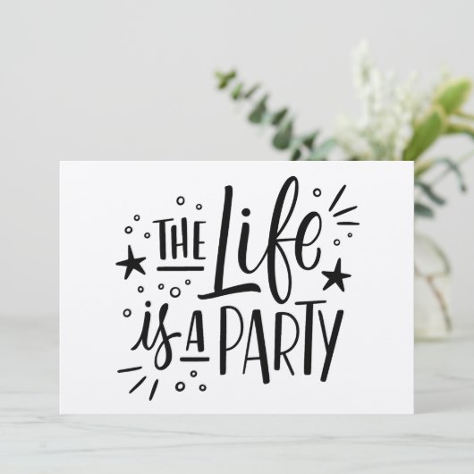 Uitnodiging "Het Leven Is Een Feest" Viering – Ple (Staand voorkant)