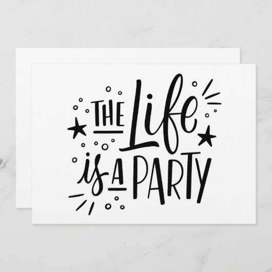 Uitnodiging "Het Leven Is Een Feest" Viering – Ple (Voorkant / Achterkant)