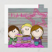 Uitnodiging - High Tea - Party Girls (Voorkant / Achterkant)