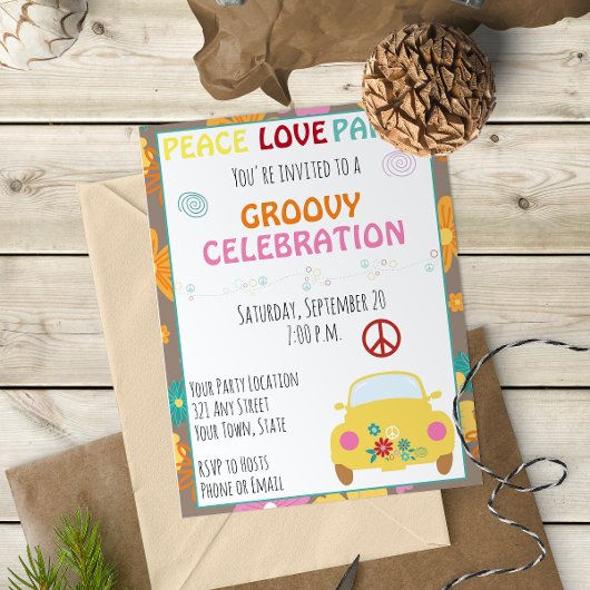 Uitnodiging Hippie Party van 60