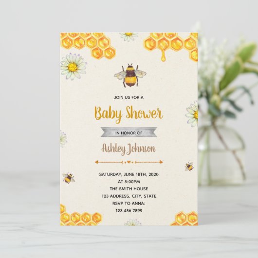 Uitnodiging hommel thema feest (Staand voorkant)