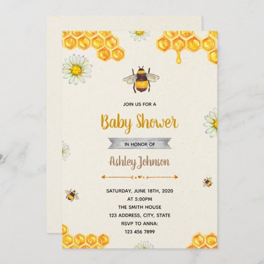 Uitnodiging hommel thema feest (Voorkant / Achterkant)