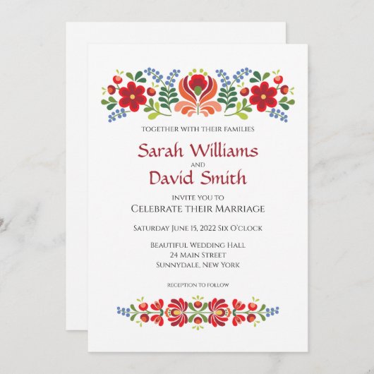 Uitnodiging Hongaarse ontwerpagenda Rode Bloemen (Voorkant / Achterkant)