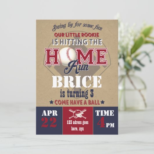 Uitnodiging honkbal (Staand voorkant)