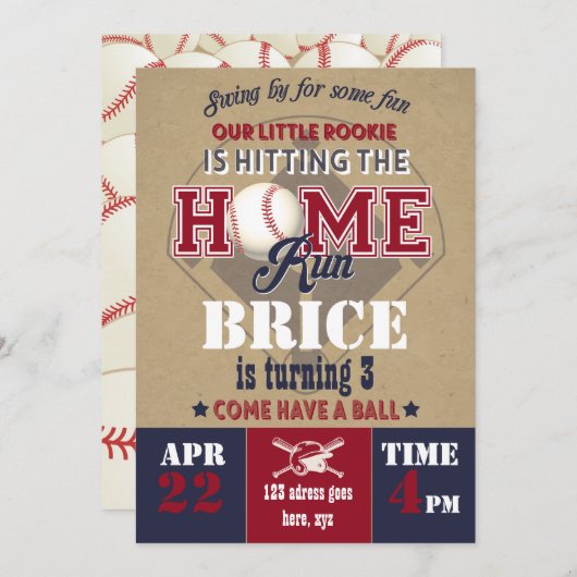 Uitnodiging honkbal (Voorkant / Achterkant)