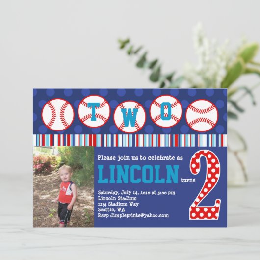 Uitnodiging honkbal om de volgende verjaardag te v (Staand voorkant)