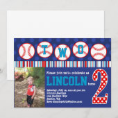 Uitnodiging honkbal om de volgende verjaardag te v (Voorkant / Achterkant)