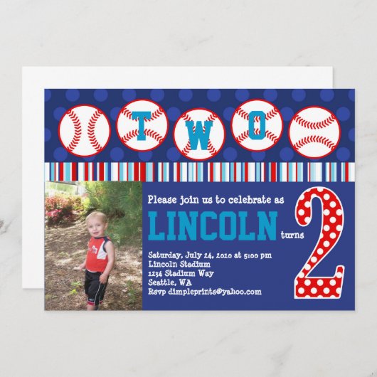 Uitnodiging honkbal om de volgende verjaardag te v (Voorkant / Achterkant)