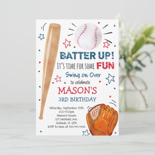 Uitnodiging honkbal op zondag, Baseball Invitae (Staand voorkant)