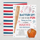 Uitnodiging honkbal op zondag, Baseball Invitae (Voorkant / Achterkant)