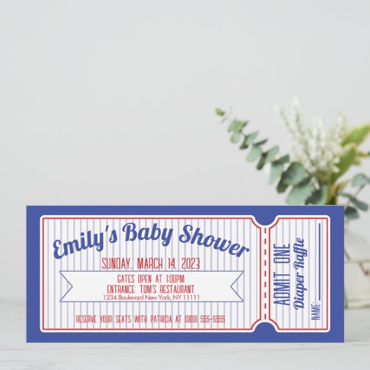 Uitnodiging honkbalticket (Staand voorkant)