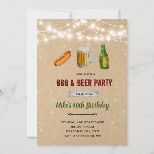 Uitnodiging hotdog en bier BBQ (Voorkant)