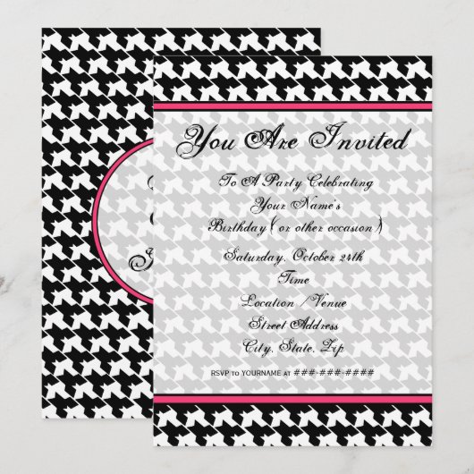 Uitnodiging Houndstooth Mode (Voorkant / Achterkant)