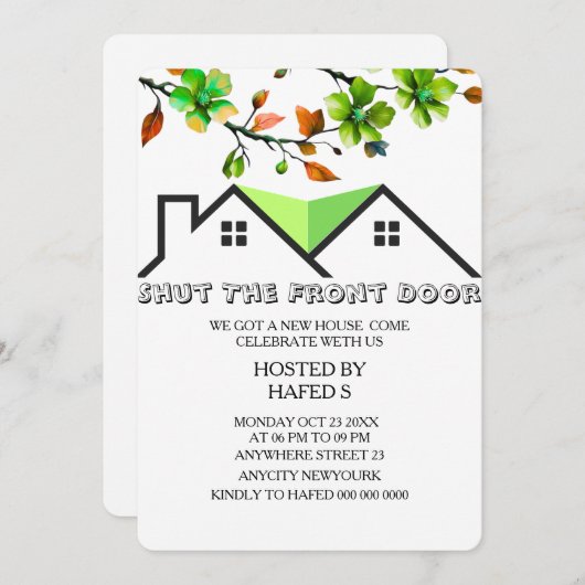 Uitnodiging Huisverwarming Uitnodiging H (Voorkant / Achterkant)