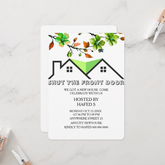 Uitnodiging Huisverwarming Uitnodiging H (Voorkant / Achterkant in situ)