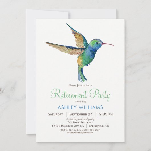 Uitnodiging Hummingbird Retirement Party (Voorkant)