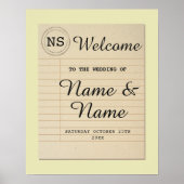 Uitnodiging Huwelijks Poster Bibliotheek Bord Aute (Voorkant)