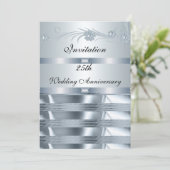 Uitnodiging Huwelijksjubileum 25 jaar Zilver Blauw (Staand voorkant)