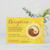 UITNODIGING HUWELIJKSRECEPTIE. Gouden YinYang duiv (Staand voorkant)