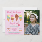 Uitnodiging Ijszaak Cute Meisjes Lolly (Voorkant)