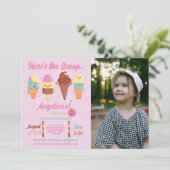 Uitnodiging Ijszaak Cute Meisjes Lolly (Staand voorkant)