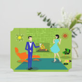  uitnodiging in de middeleeuwen Moderne Paar (Staand voorkant)