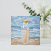"Uitnodiging in een fles" - Aanhaling in een bakje Kaart (Staand voorkant)